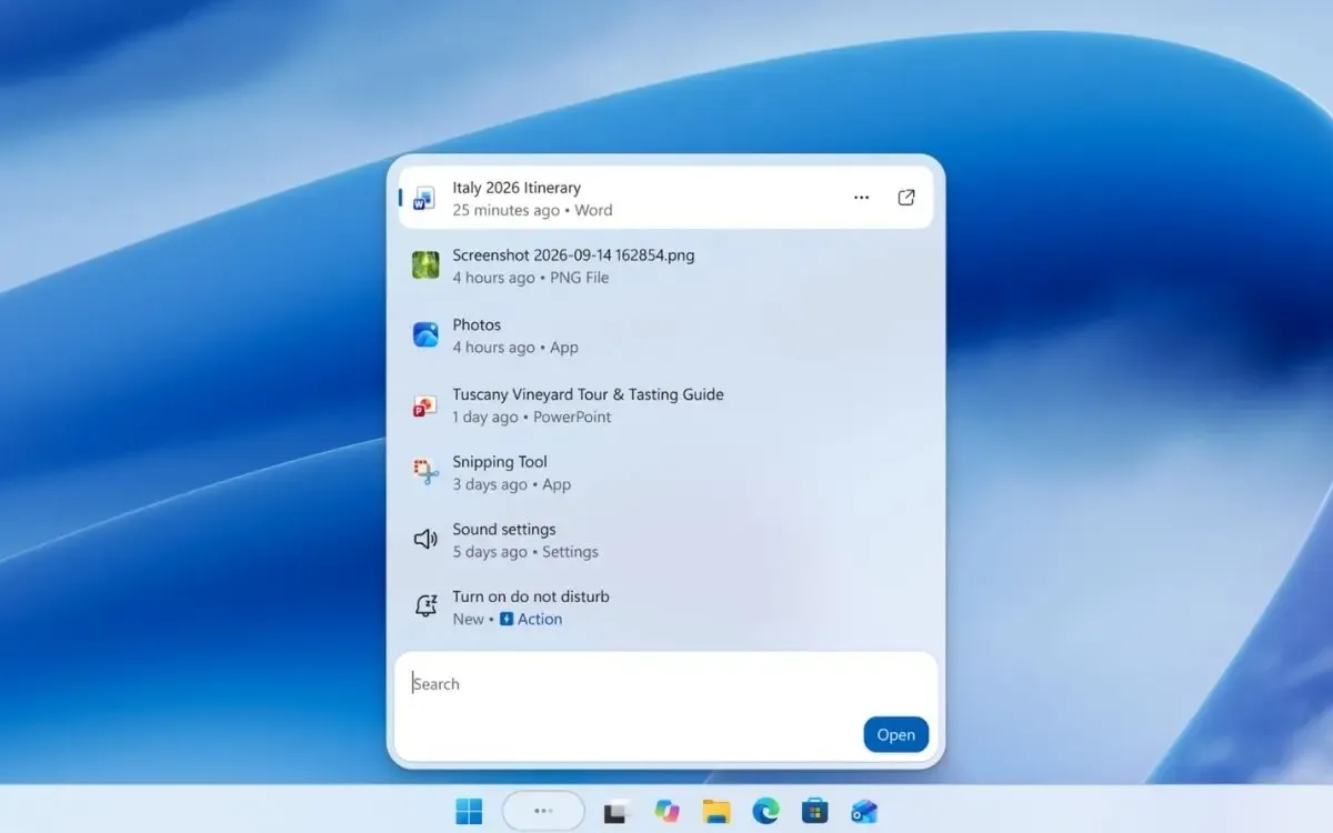 Microsoft testa busca mais rápida e com ações no Windows 11