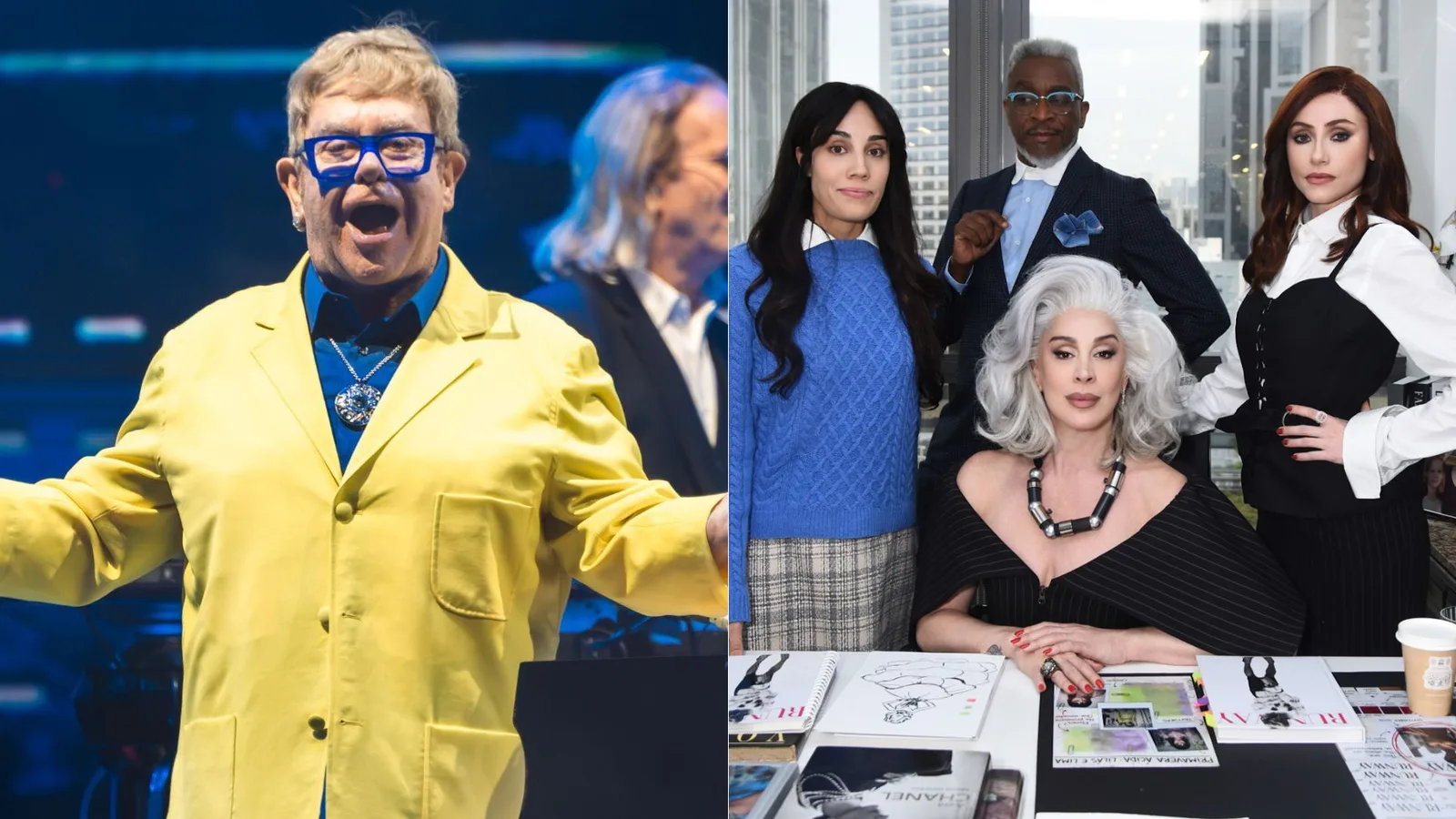 Elton John conhece atrizes da montagem brasileira de O Diabo Veste Prada