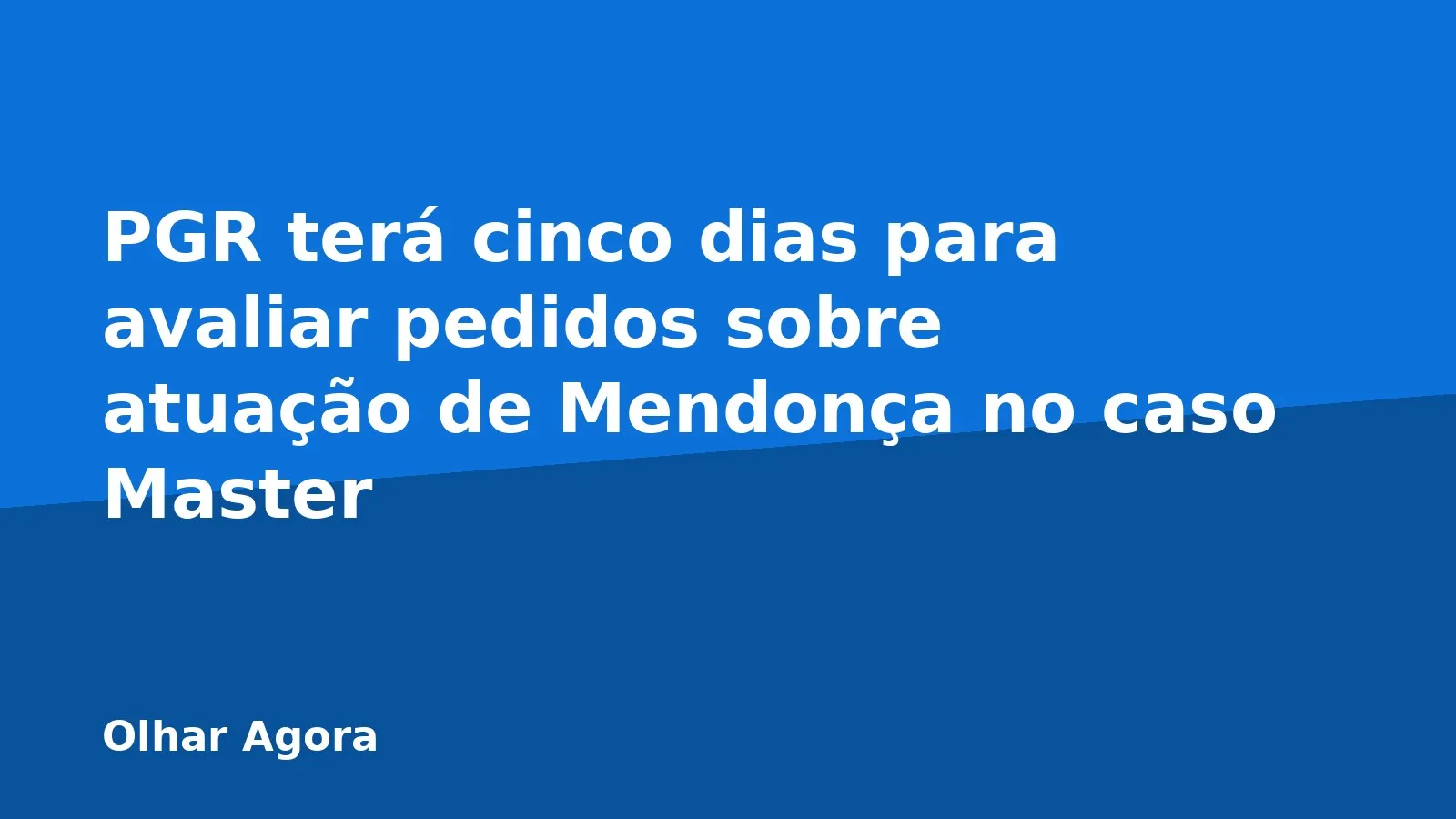 PGR terá cinco dias para avaliar pedidos sobre atuação de Mendonça no caso Master