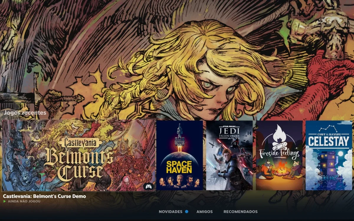 Steam amplia interface com artes de jogos na tela inicial