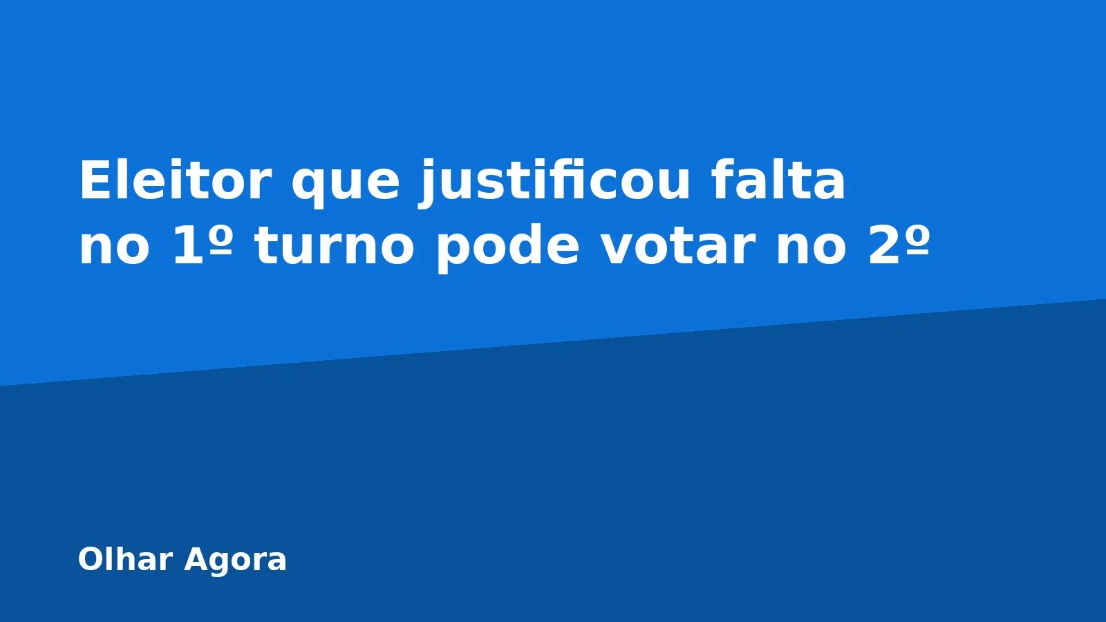 Eleitor que justificou falta no 1º turno pode votar no 2º