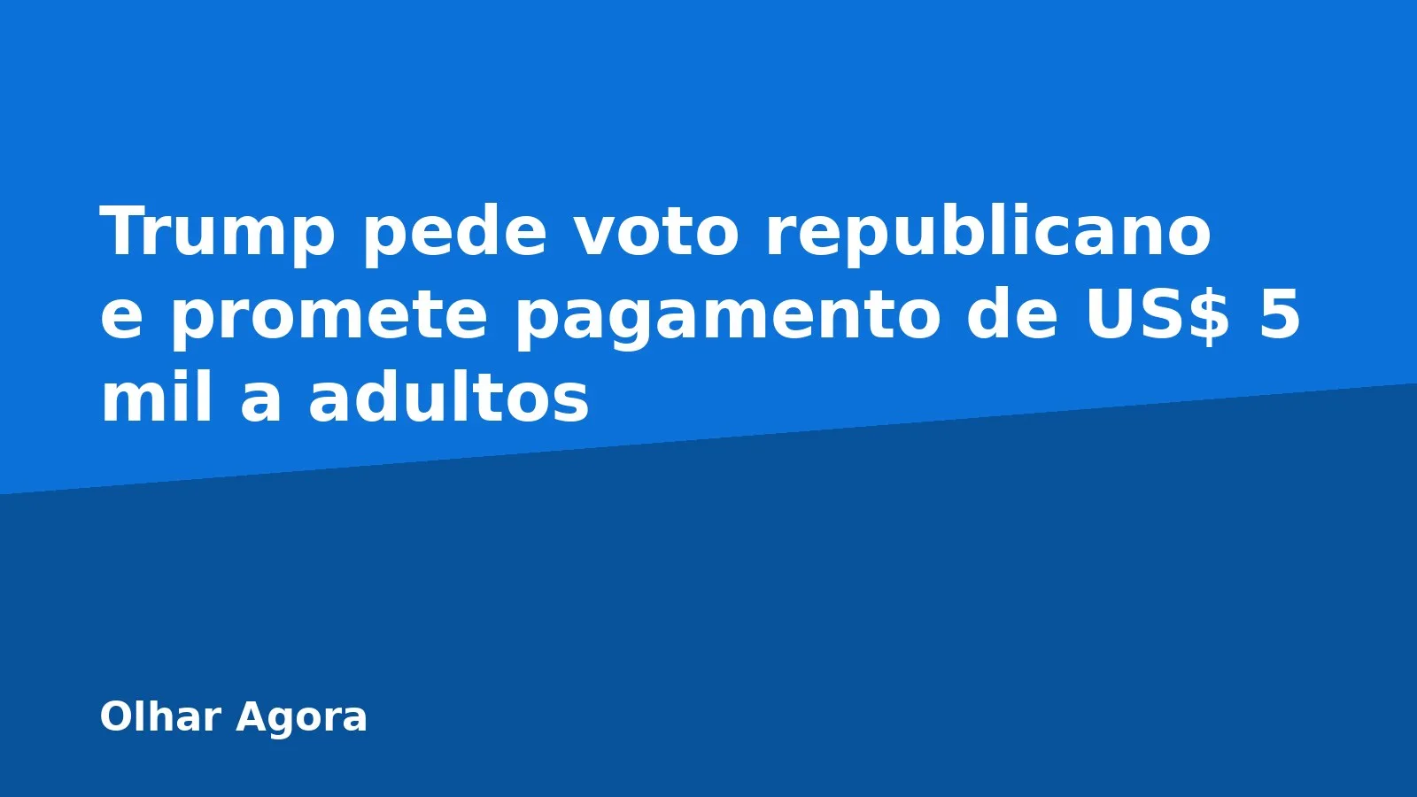 Trump pede voto republicano e promete pagamento de US$ 5 mil a adultos