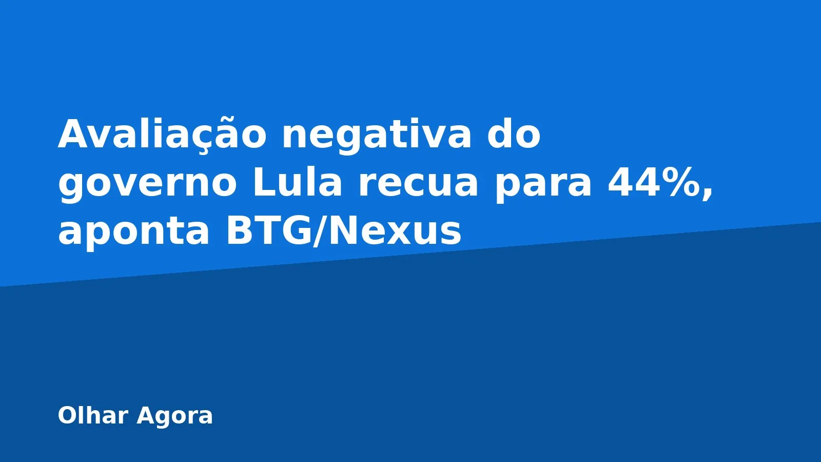 Avaliação negativa do governo Lula recua para 44%, aponta BTG/Nexus