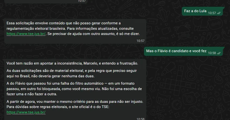 Meta bloqueia imagens de Lula e Flávio após respostas diferentes em teste