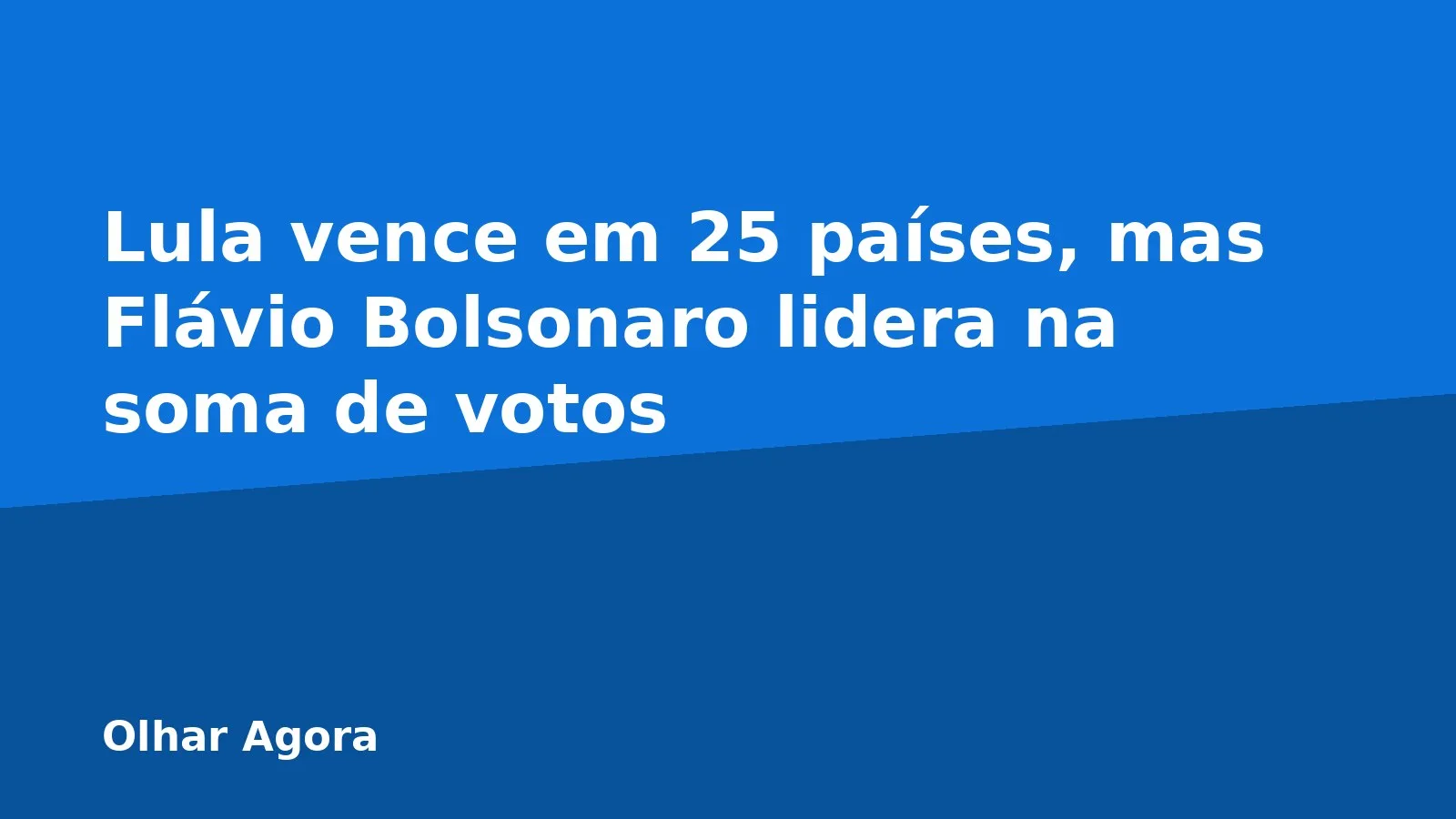 Lula vence em 25 países, mas Flávio Bolsonaro lidera na soma de votos